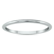Women's Thin 1mm Width Domed Wedding Band in 14K White Gold